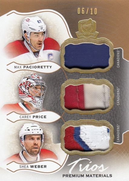 patch karta PACIORETTY/PRICE/WEBER 16-17 UD The Cup Trios Gold /10