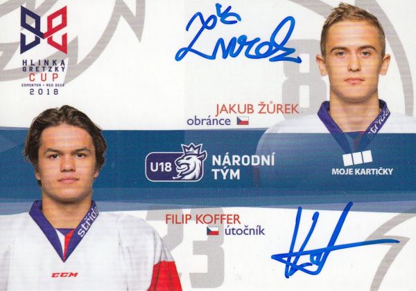 AUTO karta ŽŮREK/KOFFER 18-19 Czech Ice Hockey Team Hlinka Gretzky Cup /15