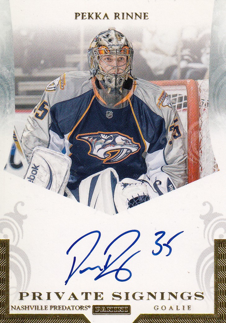 Pekka Rinne signed 2010-11 Panini NHL Trading Card #35- #55- 029/100  (Nashville Predators)