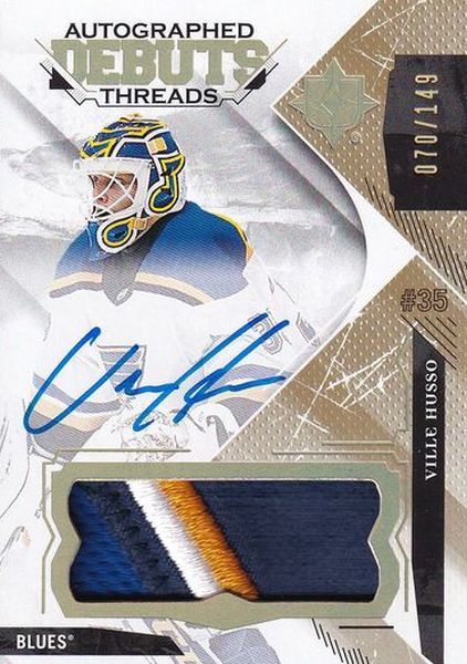 AUTO patch karta VILLE HUSSO 17-18 UD Ultimate Autographed Debuts Threads /149