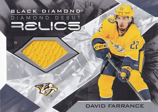 jersey RC karta DAVID FARRANCE 21-22 Black Diamond Diamond Debut Relics číslo DD-DF