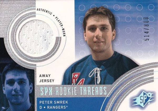 jersey RC karta PETER SMREK 01-02 SPx Rookie Threads /800