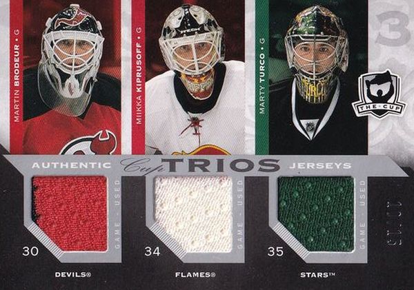 jersey karta BRODEUR/KIPRUSOFF/TURCO 07-08 UD The CUP Authentic Cup Trios Jerseys /15