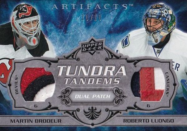 patch karta BRODEUR/LUONGO 08-09 Artifacts Tundra Tandems Dual Patch Silver /10