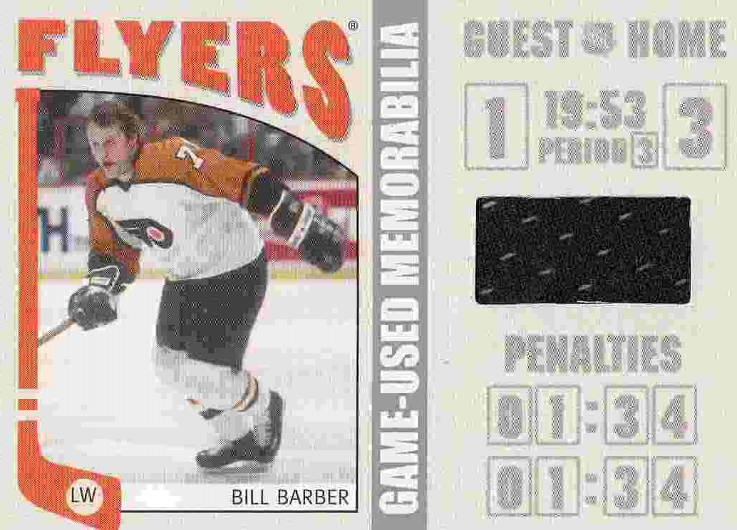 jersey karta BILL BARBER 04-05 ITG Game-Used Memorabilia Silver /70