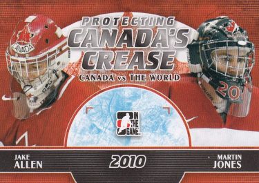 insert karta ALLEN/JONES 11-12 Canada vs The World Protecting Canada´s Crease