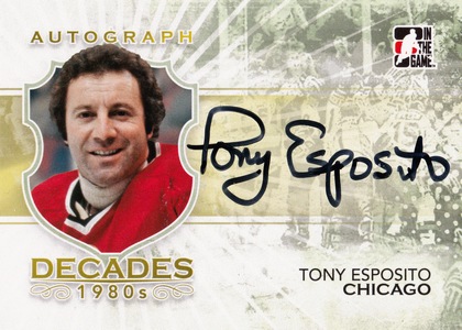 SP AUTO karta TONY ESPOSITO 10-11 ITG Decades 1980s Autograph číslo A-TE