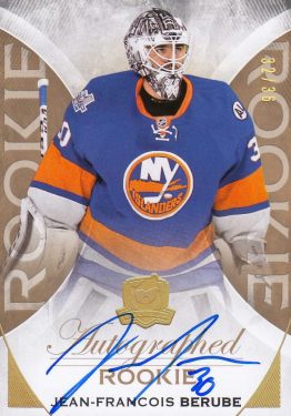 AUTO RC karta JEAN-FRANCOIS BERUBE 15-16 UD The Cup Rookie Gold Spectrum /36