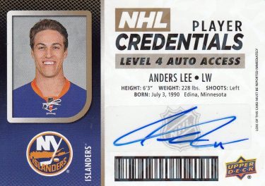 AUTO karta ANDERS LEE 17-18 MVP NHL Player Credentials číslo NHL-AL