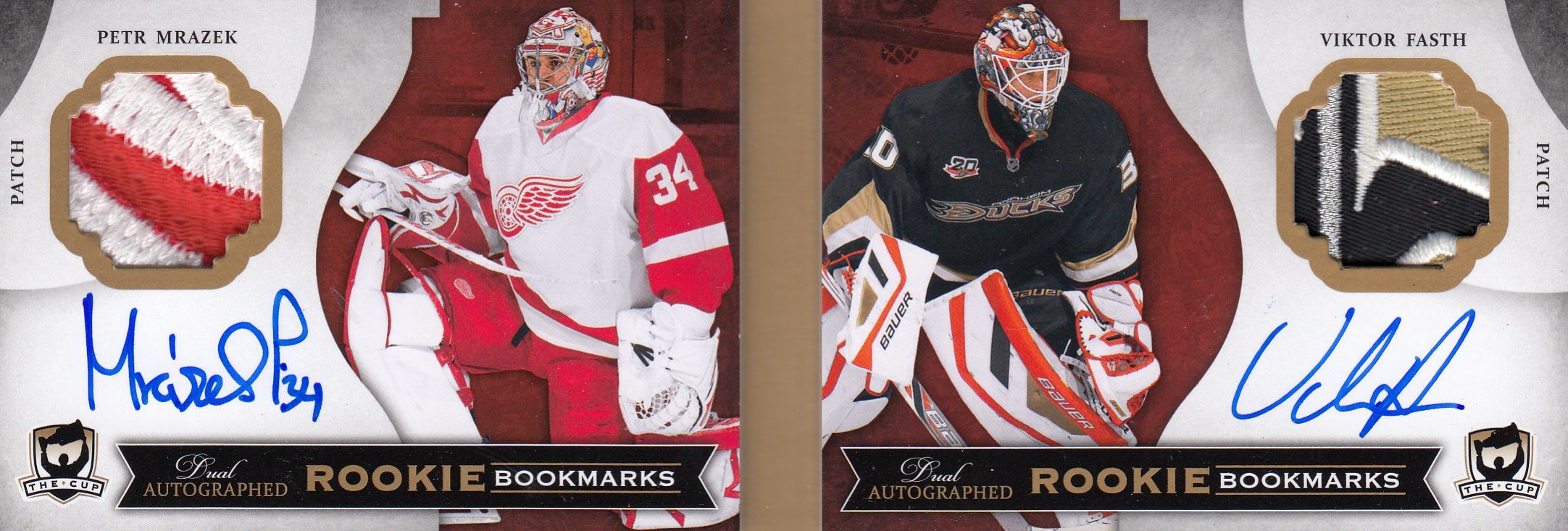 AUTO patch RC karta MRÁZEK/FASTH 13-14 UD The Cup Rookie Bookmarks Dual /25