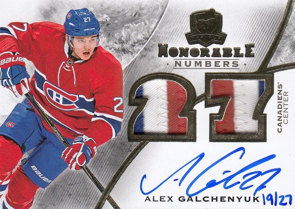 AUTO patch karta ALEX GALCHENYUK 15-16 UD The Cup Honorable Numbers /27