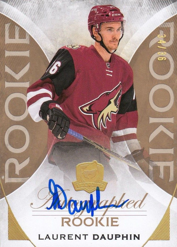 AUTO RC karta LAURENT DAUPHIN 15-16 UD The Cup Rookie Gold Spectrum /36