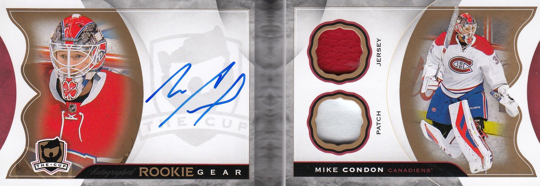AUTO jersey patch RC karta MIKE CONDON 15-16 UD The Cup Rookie Gear /24