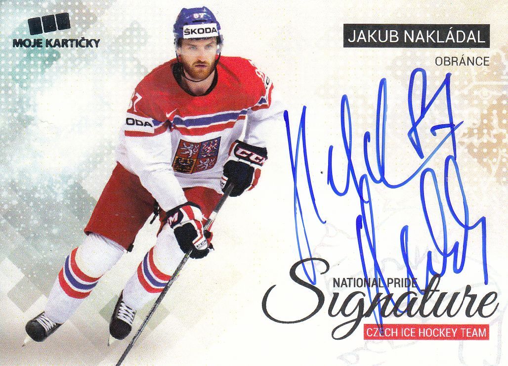 AUTO karta JAKUB NAKLÁDAL 17-18 Czech Ice Hockey Team Silver /20