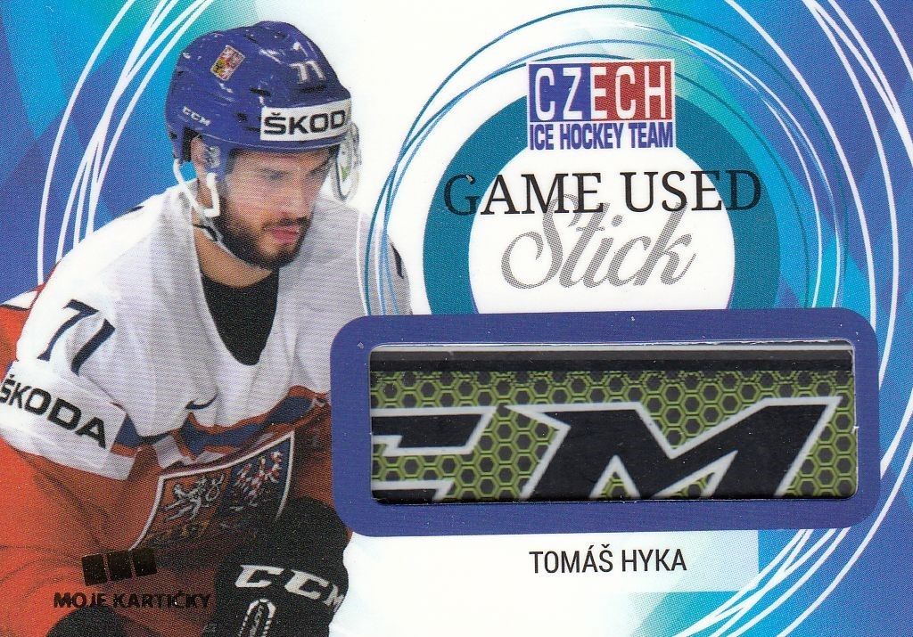 stick karta TOMÁŠ HYKA 17-18 Czech Ice Hockey Team Game Used Stick /25