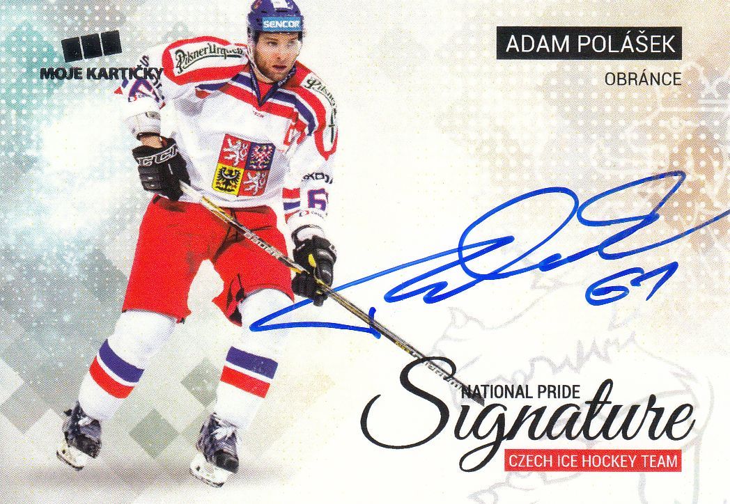 AUTO karta ADAM POLÁŠEK 17-18 Czech Ice Hockey Team National Pride Signature /20