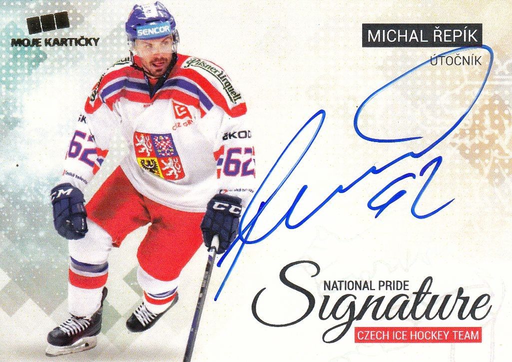 AUTO karta MICHAL ŘEPÍK 17-18 Czech Ice Hockey Team National Pride Signature /10