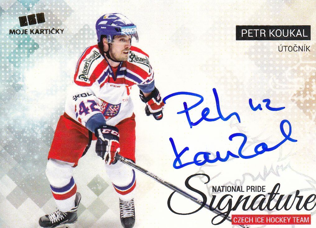 AUTO karta PETR KOUKAL 17-18 Czech Ice Hockey Team National Pride Signature /10