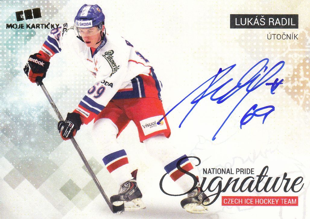 AUTO karta LUKÁŠ RADIL 17-18 Czech Ice Hockey Team National Pride Signature /10