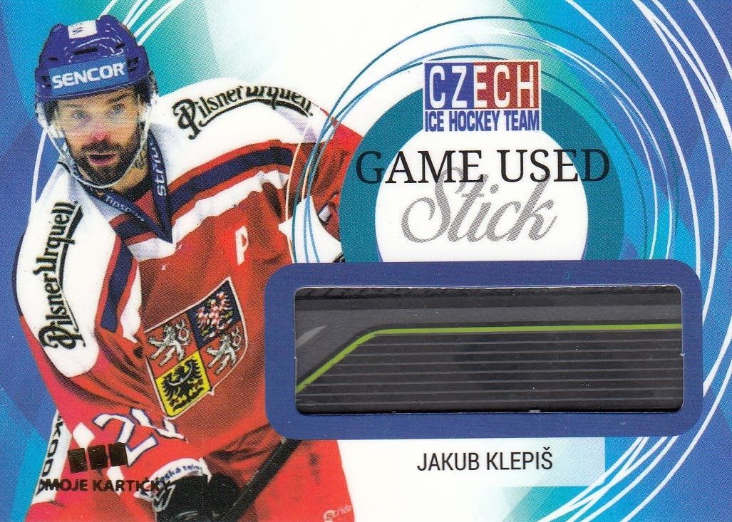 stick karta JAKUB KLEPIŠ 17-18 Czech Ice Hockey Team Game Used Stick /25