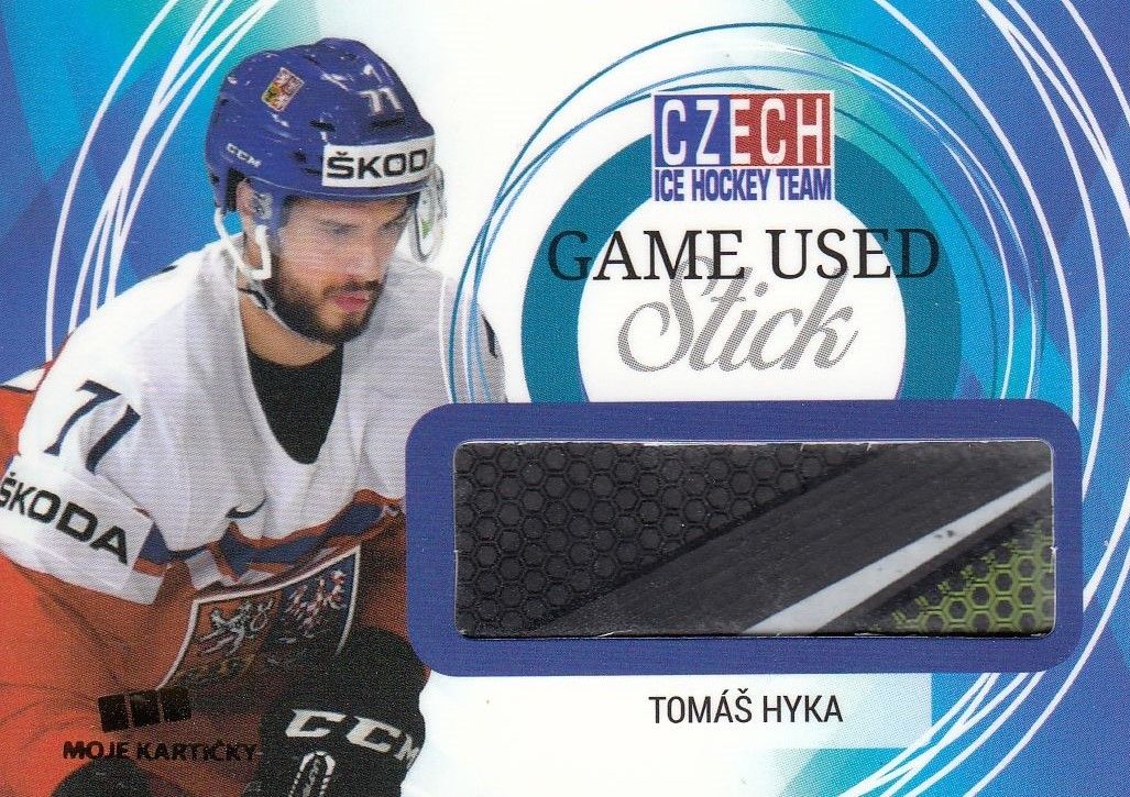 stick karta TOMÁŠ HYKA 17-18 Czech Ice Hockey Team Game Used Stick /25