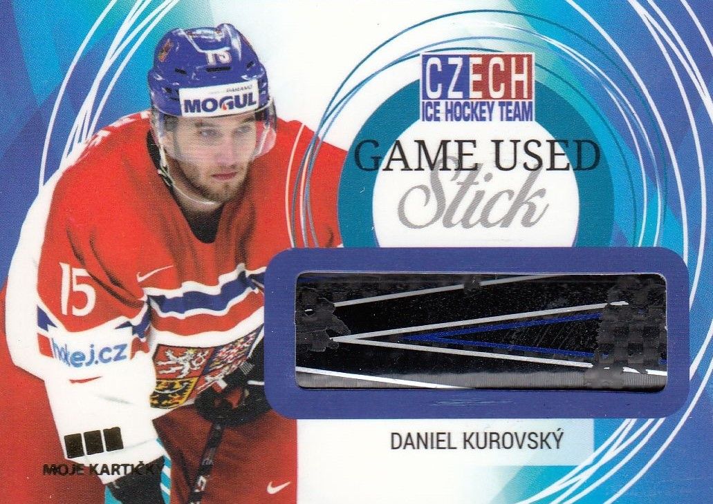stick karta DANIEL KUROVSKÝ 17-18 Czech Ice Hockey Team Game Used Stick /25