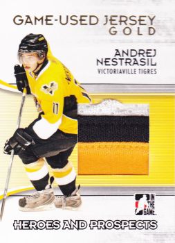 jersey karta ANDREJ NESTRAŠIL 09-10 Heroes and Prospects Game-Used Number /10