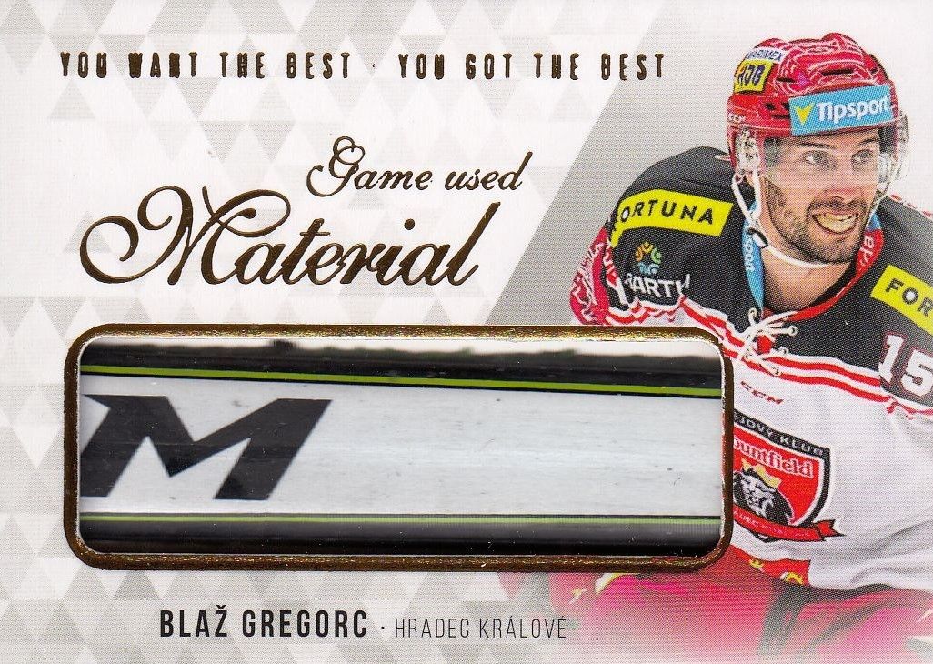 stick karta BLAŽ GREGORC 18-19 OFS You Want the Best Game Used Material /21