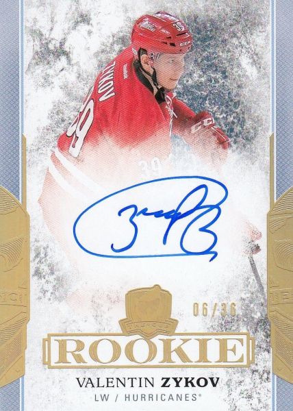AUTO RC karta VALENTIN ZYKOV 17-18 UD The Cup Rookie Gold Spectrum /36