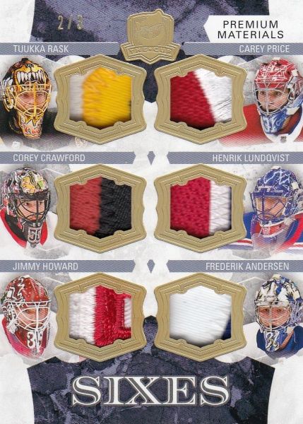 patch karta RASK/PRICE/CRAWFORD/LUNDQVIST 17-18 UD The Cup Sixes Gold /3