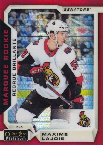 insert RC karta MAXIME LAJOIE 18-19 OPC Platinum Marquee Rookie Red Prism /199