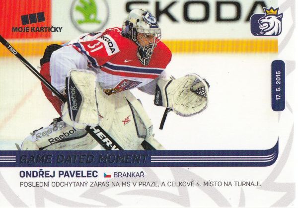insert karta ONDŘEJ PAVELEC 18-19 Czech Ice Hockey Team Game Dated Moment