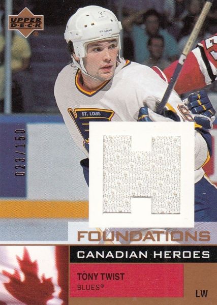 jersey karta TONY TWIST 02-03 UD Foundations Canadian Heroes /150