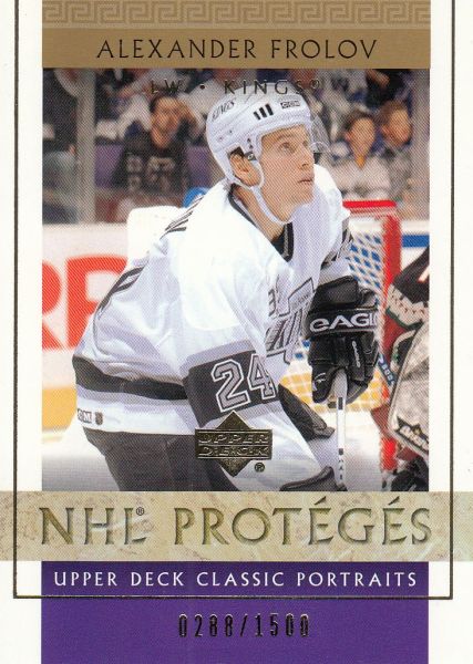 insert RC karta ALEXANDER FROLOV 02-03 UD Classic Portraits NHL Protégés /1500