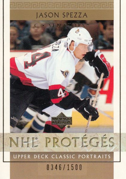 insert RC karta JASON SPEZZA 02-03 UD Classic Portraits NHL Protégés /1500