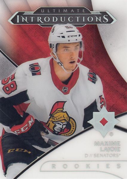 insert RC karta MAXIME LAJOIE 18-19 UD Ultimate Introductions Rookies