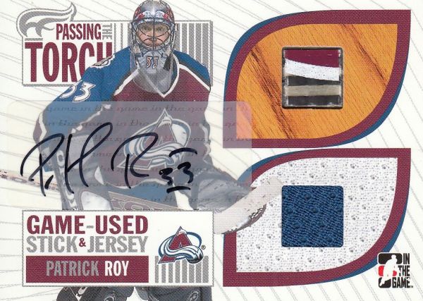 AUTO jersey stick karta PATRICK ROY 05-06 ITG Passing the Torch /10