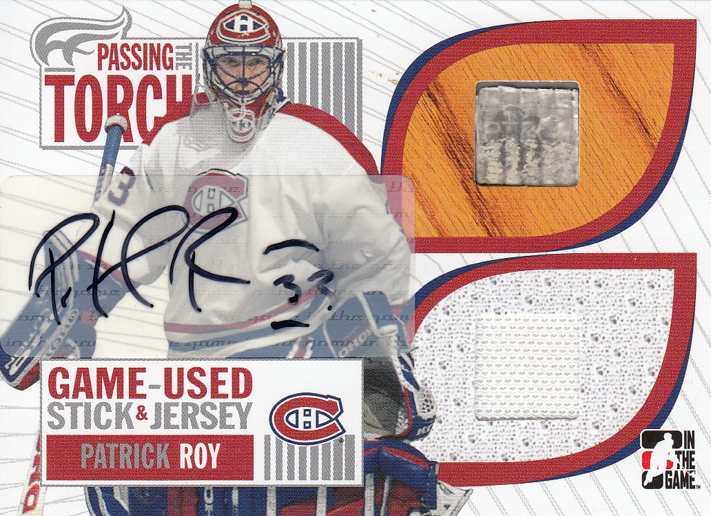 AUTO jersey stick karta PATRICK ROY 04-05 ITG Passing the Torch /10