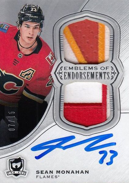 AUTO patch karta SEAN MONAHAN 18-19 UD The CUP Emblems of Endorsements /15