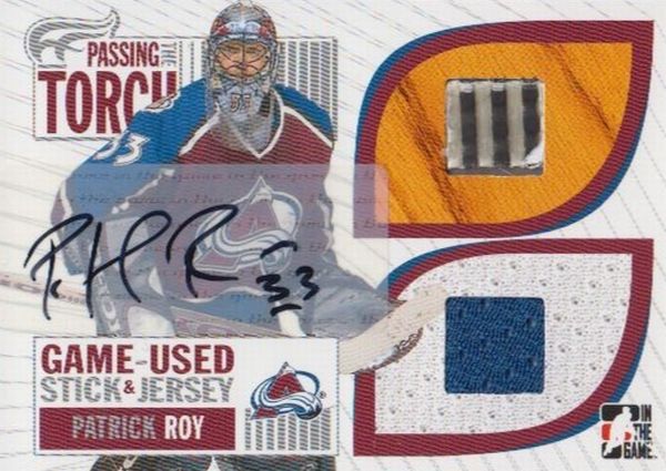 AUTO jersey stick karta PATRICK ROY 05-06 ITG Passing the Torch /10
