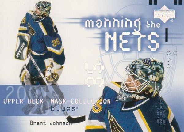 insert karta BRENT JOHNSON 01-02 Mask Collection Manning the Nets číslo 126