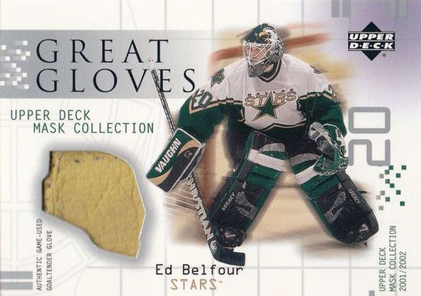 glove karta ED BELFOUR 01-02 UD Mask Collection Great Gloves číslo GG-EB