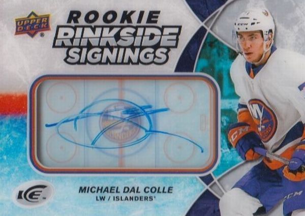 AUTO RC karta MICHAEL DAL COLLE 18-19 UD Ice Rookie Rinkside Signings
