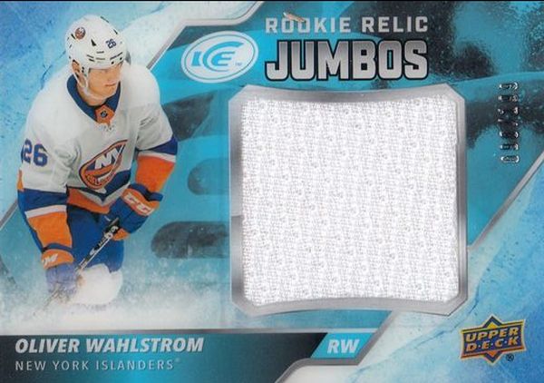 jersey RC karta OLIVER WAHLSTROM 19-20 UD Ice Rookie Relic Jumbos /199