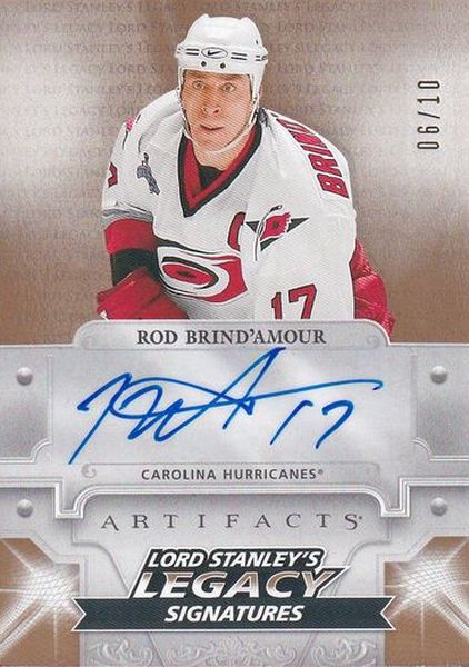 AUTO karta ROD BRIND´AMOUR 19-20 Artifacts Lord Stanley´s Legacy Signatures /10