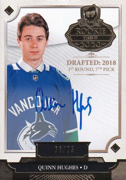 AUTO RC karta QUINN HUGHES 19-20 UD The CUP Rookie Class of 2020 /75