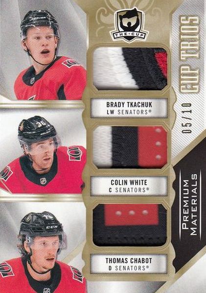 patch karta TKACHUK/WHITE/CHABOT 19-20 UD The CUP Trios Gold /10