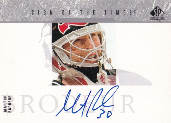 AUTO karta MARTIN BRODEUR 03-04 SP Authentic Sign of the Times číslo SOT-MB