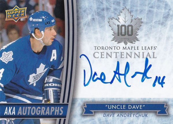 AUTO karta DAVE ANDREYCHUK 17-18 UD Toronto Maple Leafs Centennial Aka Autograph