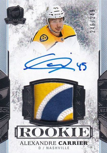 AUTO RC patch karta ALEXANDRE CARRIER 17-18 UD The Cup Rookie /249